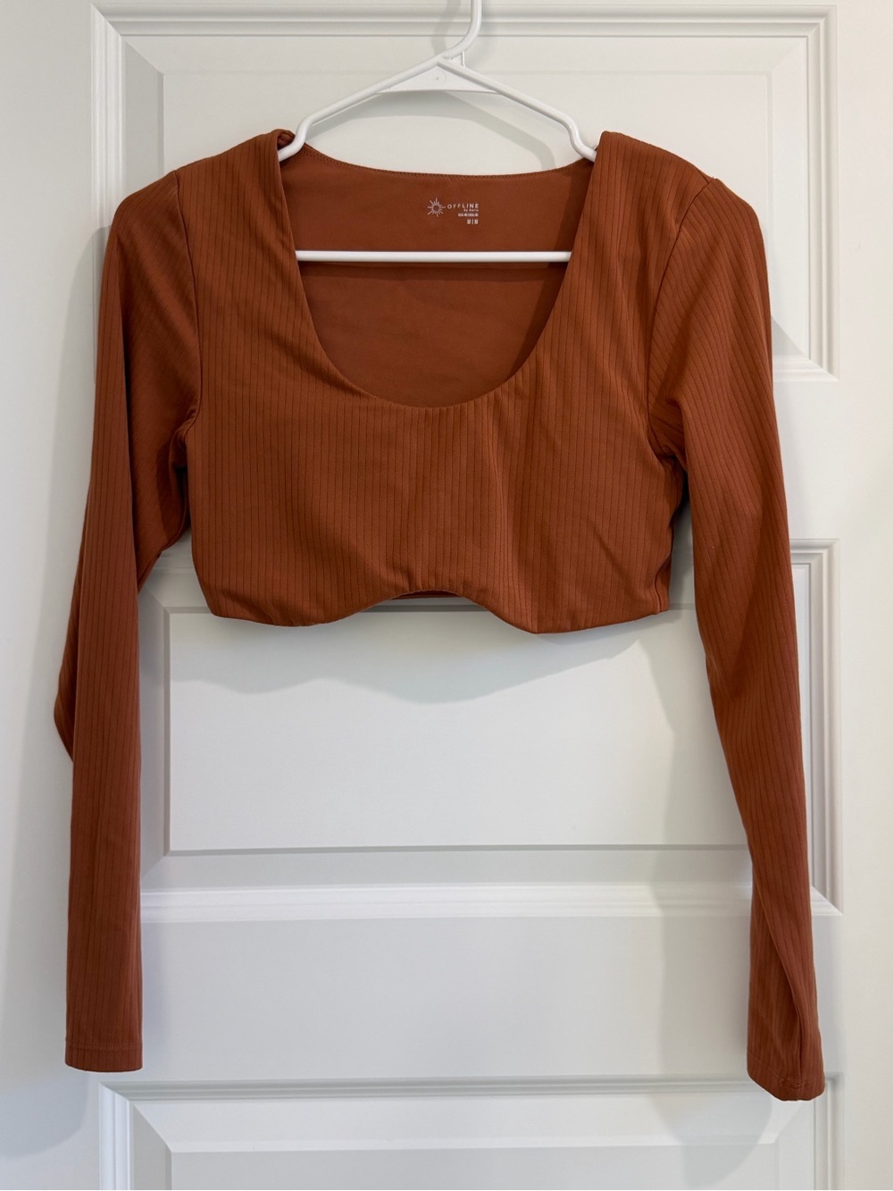 Offline by Aerie Ribbed Long-Sleeve Scoop Bra Top